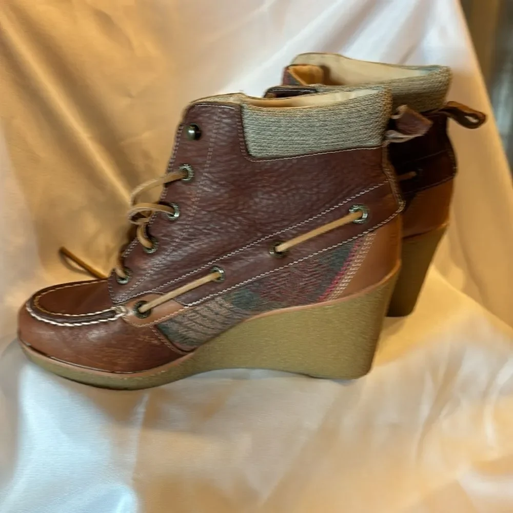 SPERRY top-siders Bailey brown leather wedge leather laces